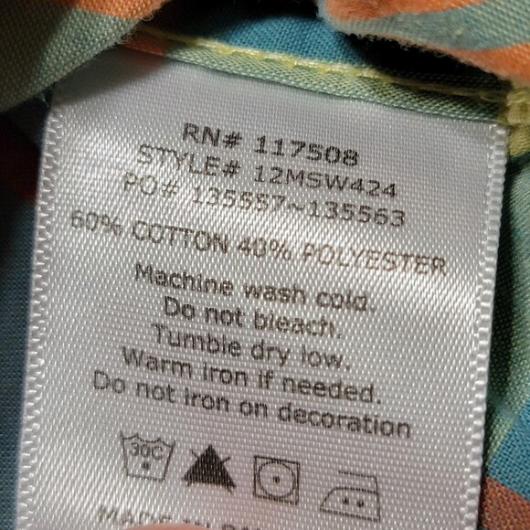 Junk Food Clothing Full Button SS Blouse - Blue & Orange Check Pattern - Small - Picture 5 of 5